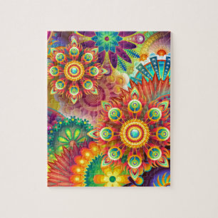 Bright Colorful Abstract Flower Pattern Jigsaw Puzzle