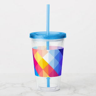 Bright Colorful Abstract Geometric Pattern Acrylic Tumbler