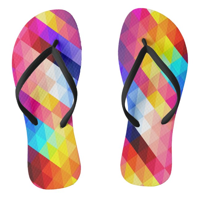 Bright Colorful Abstract Geometric Pattern Flip Flops (Footbed)