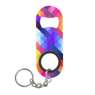 Bright Colorful Abstract Geometric Pattern Keychain Bottle Opener