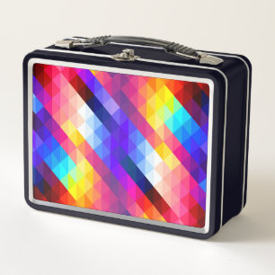 Bright Colorful Abstract Geometric Pattern Metal Lunch Box