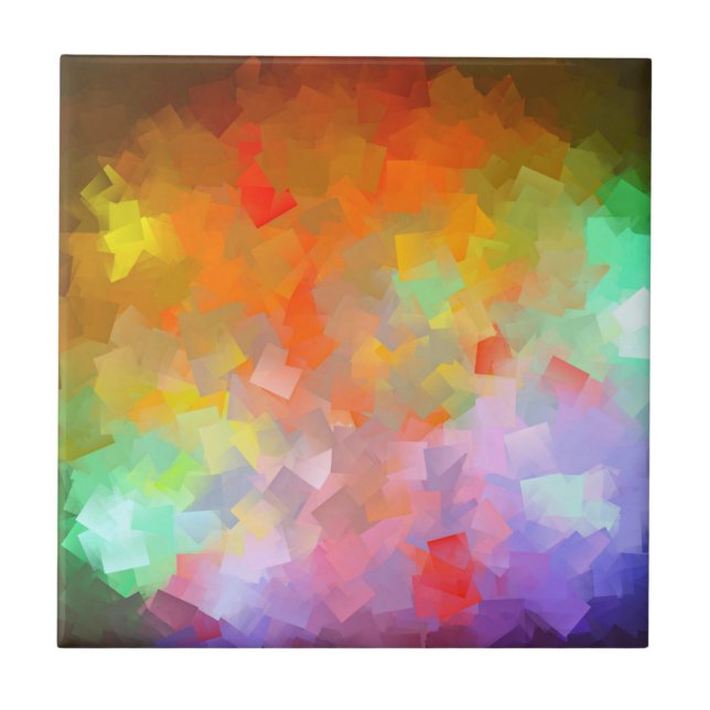 Bright Colorful Abstract Modern Cubism Tile (Front)