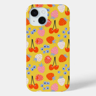 Bright Colorful Berry Fruit Pattern iPhone 15 Case