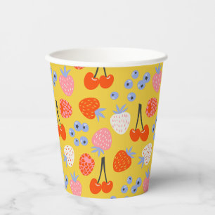 Bright Colorful Berry Fruit Pattern Paper Cups