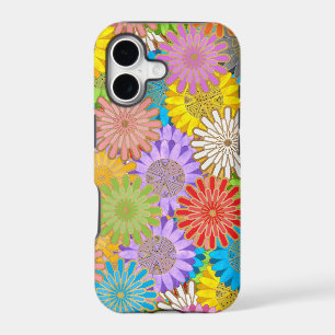 Bright Colorful Busy Chaotic Hippy Flower Pattern