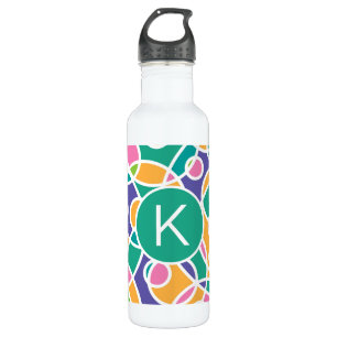 Bright Colorful Crazy Circles Pattern Monogram 710 Ml Water Bottle