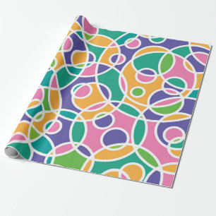 Bright Colorful Crazy Circles Pattern Wrapping Paper
