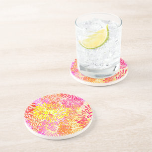 Bright Colorful Flower Print Coaster
