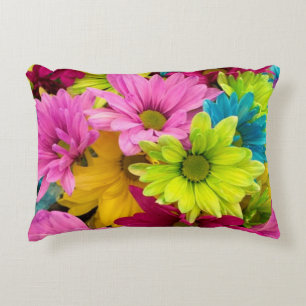 BRIGHT COLORFUL FLOWERS ACCENT PILLOW