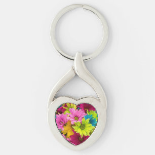 BRIGHT COLORFUL FLOWERS KEYCHAIN