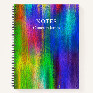 Bright Colorful Green Blue Pink Personalise Notebook