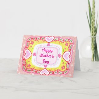 Bright Colorful Hand-drawn Heart Art Mother's day