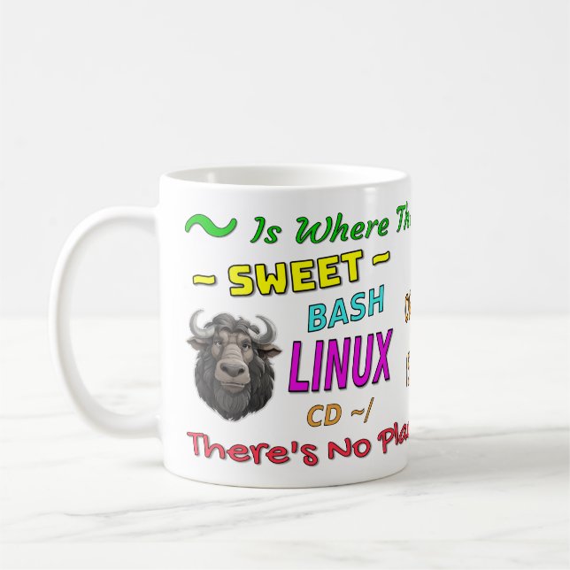 Bright Colorful Home Sweet Home - Gnu Linux Theme Coffee Mug (Left)
