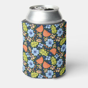Bright Colorful Modern Pretty Flower Pattern Can Cooler