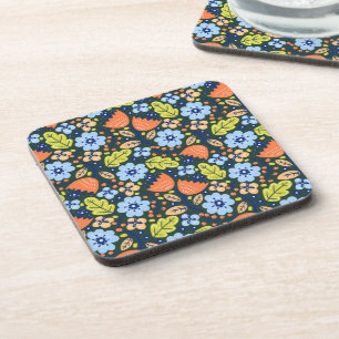 Bright Colorful Modern Pretty Flower Pattern Coaster