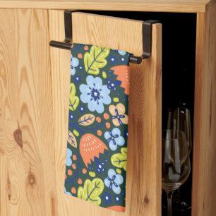 Bright Colorful Modern Pretty Flower Pattern Kitchen Towel