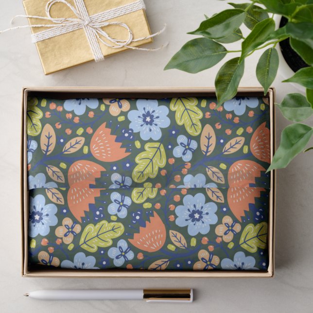 Bright Colorful Modern Pretty Flower Pattern Tissue Paper (Gift)