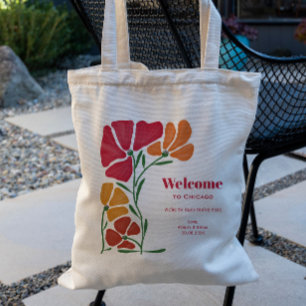 Bright & Colorful Nouveau Flower Wedding Welcome Tote Bag