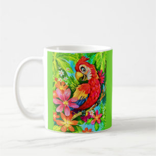 bright colorful parrot coffee mug