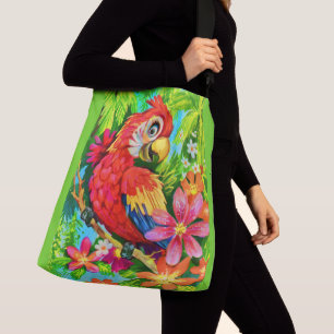 bright colorful parrot crossbody bag