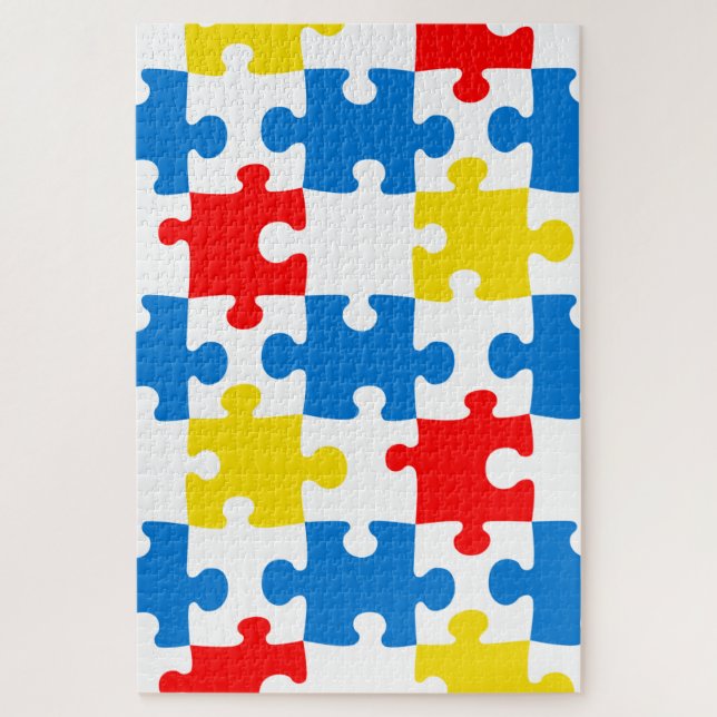 Bright Colorful Puzzle Piece Pattern (Vertical)