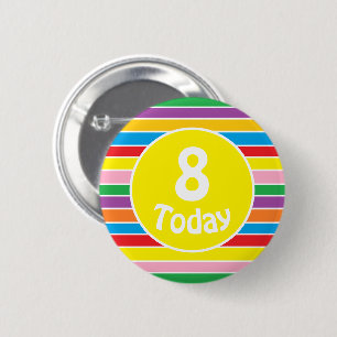 Bright Colorful Rainbow Striped Birthday Age 2 Inch Round Button