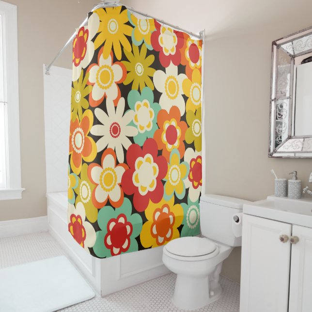 Bright Colorful Retro Cute Floral Pattern (In Situ)