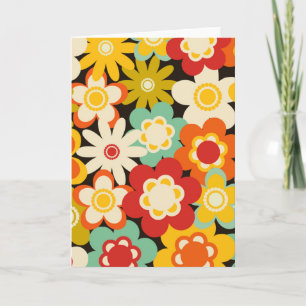 Bright Colorful Retro Cute Floral Pattern Card