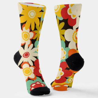Bright Colorful Retro Cute Floral Pattern Socks