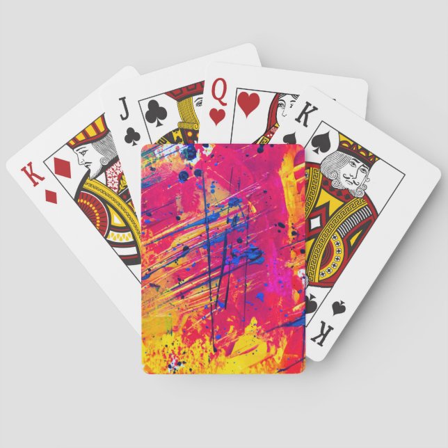 Bright Colorful Splatter Paint Abstract Playing Cards (Back)