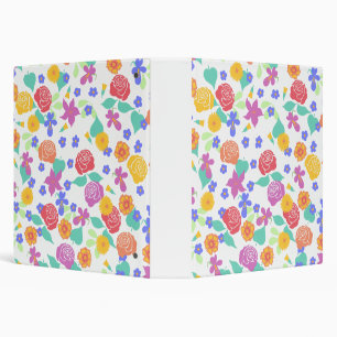 Bright Colorful Spring Floral Pattern Binder