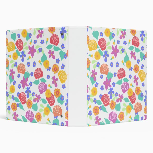 Bright Colorful Spring Floral Pattern Binder (Background)