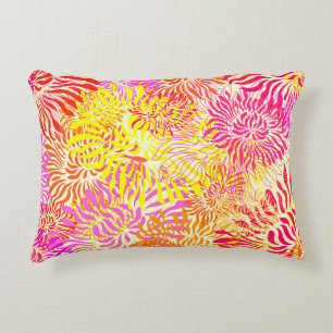Bright Colorful Spring Flower Print Accent Pillow