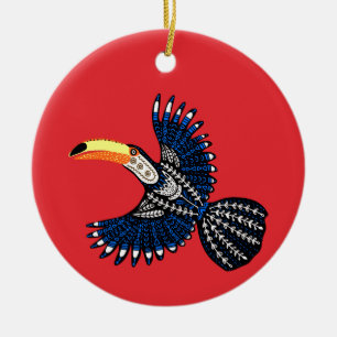 Bright Colorful Tropical Jungle Toucan Bird Ceramic Ornament