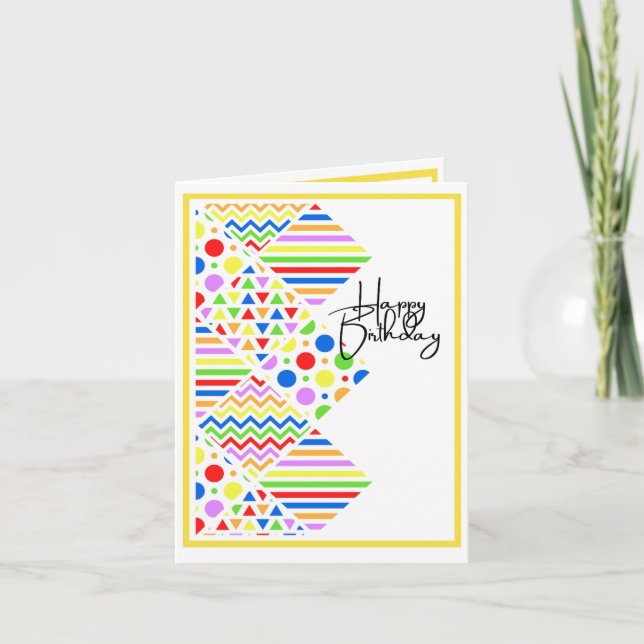 Bright Colors and Patterns - Birthday Card (Front)