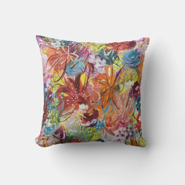 Bright Colors Modern Flower Cushion  (Front)
