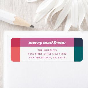 Bright Colour Block Frame One Photo Christmas Card