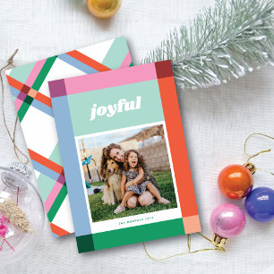 Bright Colour Block Frame One Photo Christmas Card