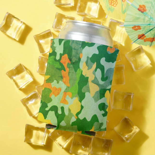 Bright Colour Camo Pattern  Can Cooler (In Situ Summer)