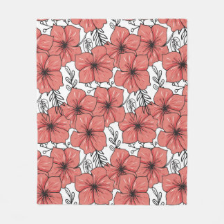 Bright Colour Floral Sketch, Seamless. Fleece Blanket