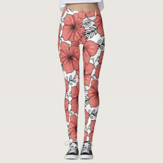 Bright Colour Floral Sketch, Seamless. Leggings