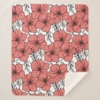 Bright Colour Floral Sketch, Seamless. Sherpa Blanket