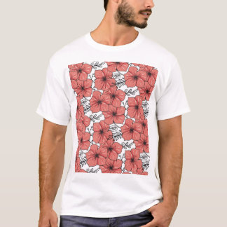 Bright Colour Floral Sketch, Seamless. T-Shirt
