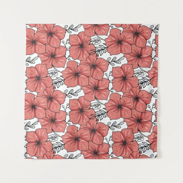 Bright Colour Floral Sketch, Seamless. Tapestry (Front)