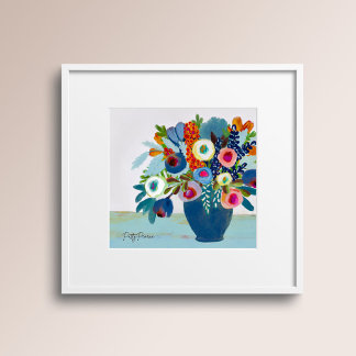 Bright Colour Flowers in a Vase Poster