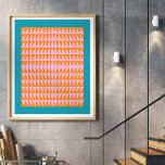 Bright Colour Geometric Art Turquoise Orange Pink Poster<br><div class="desc">A fun,  colourful bold geometric triangle pattern graphic design in bright colours of turquoise blue,  orange,  and pink.</div>