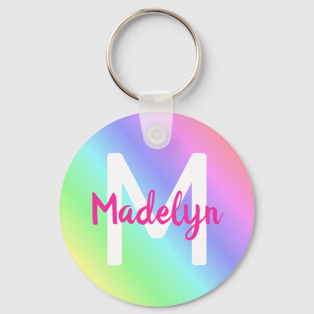 Bright Colour Gradient Ombre Rainbow Colourful Nam Keychain (Front)