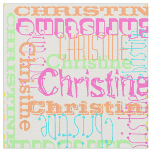 Bright Colour Name Modern Personalized Collage Fabric