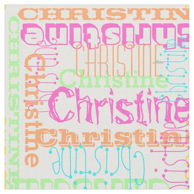 Bright Colour Name Modern Personalized Collage Fabric (Close Up)