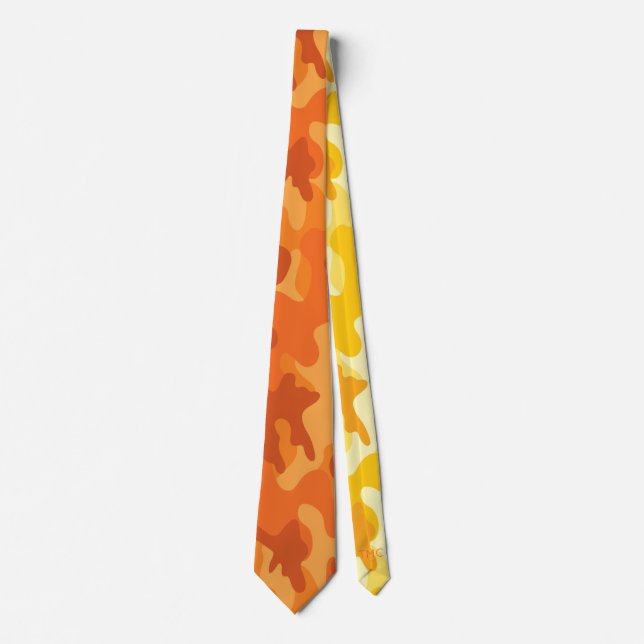 Bright colour orange yellow camo designer Neck Tie (Front)